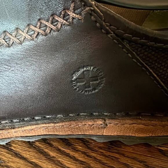 Dr Doc Martens Y2K Stitched Leather Canvas Shoe Mens 11 Brown Lace Up Bowling - Picture 9 of 9